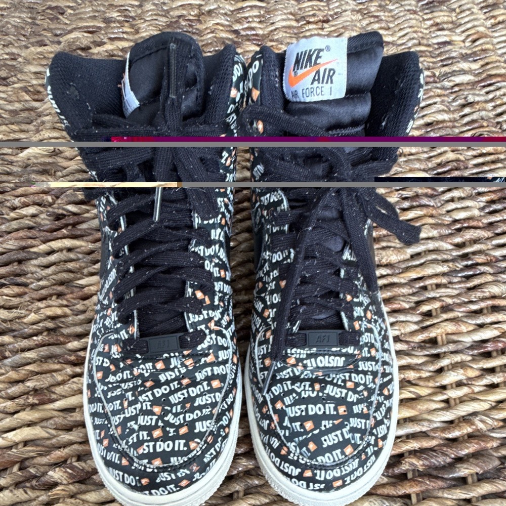 Nike Air Force 1 High Top Black/Black-White "Just Do It" AO5138-001 2018